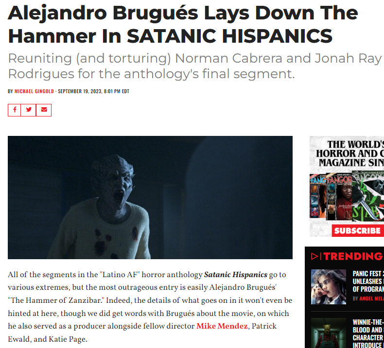 Alejandro Brugués Lays Down The Hammer In SATANIC HISPANICS